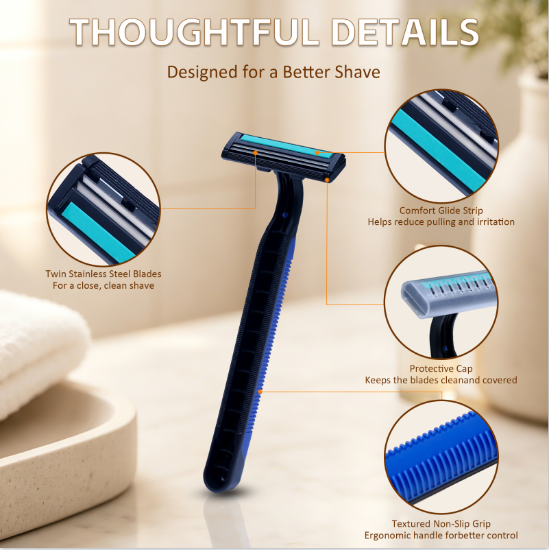 Disposable Shaving Kits Bulk, 50 Pack Razor and 12g Shaving Cream Set in Individually Boxed