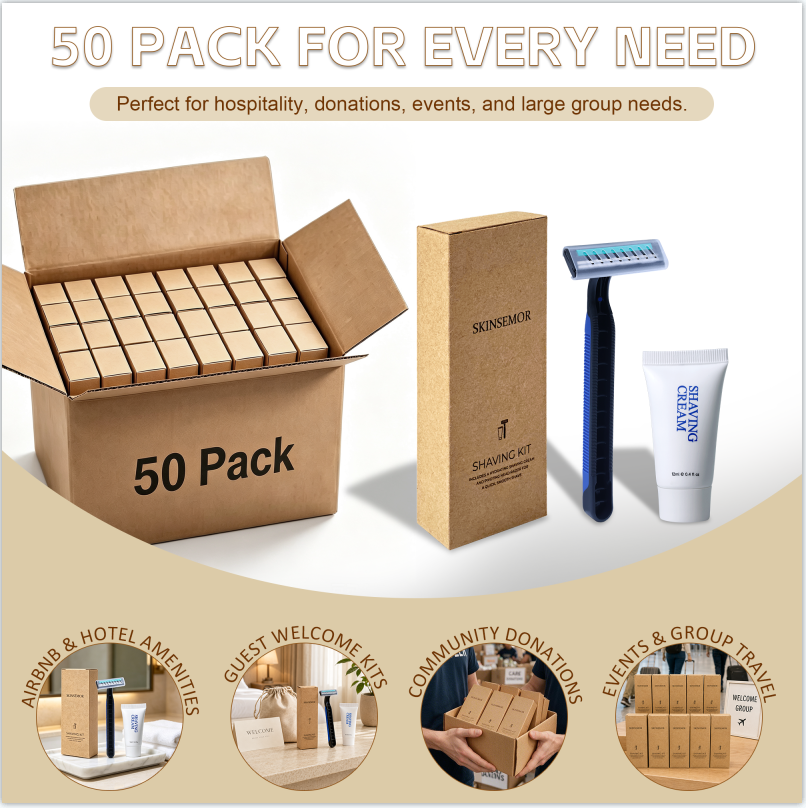 Disposable Shaving Kits Bulk, 50 Pack Razor and 12g Shaving Cream Set in Individually Boxed