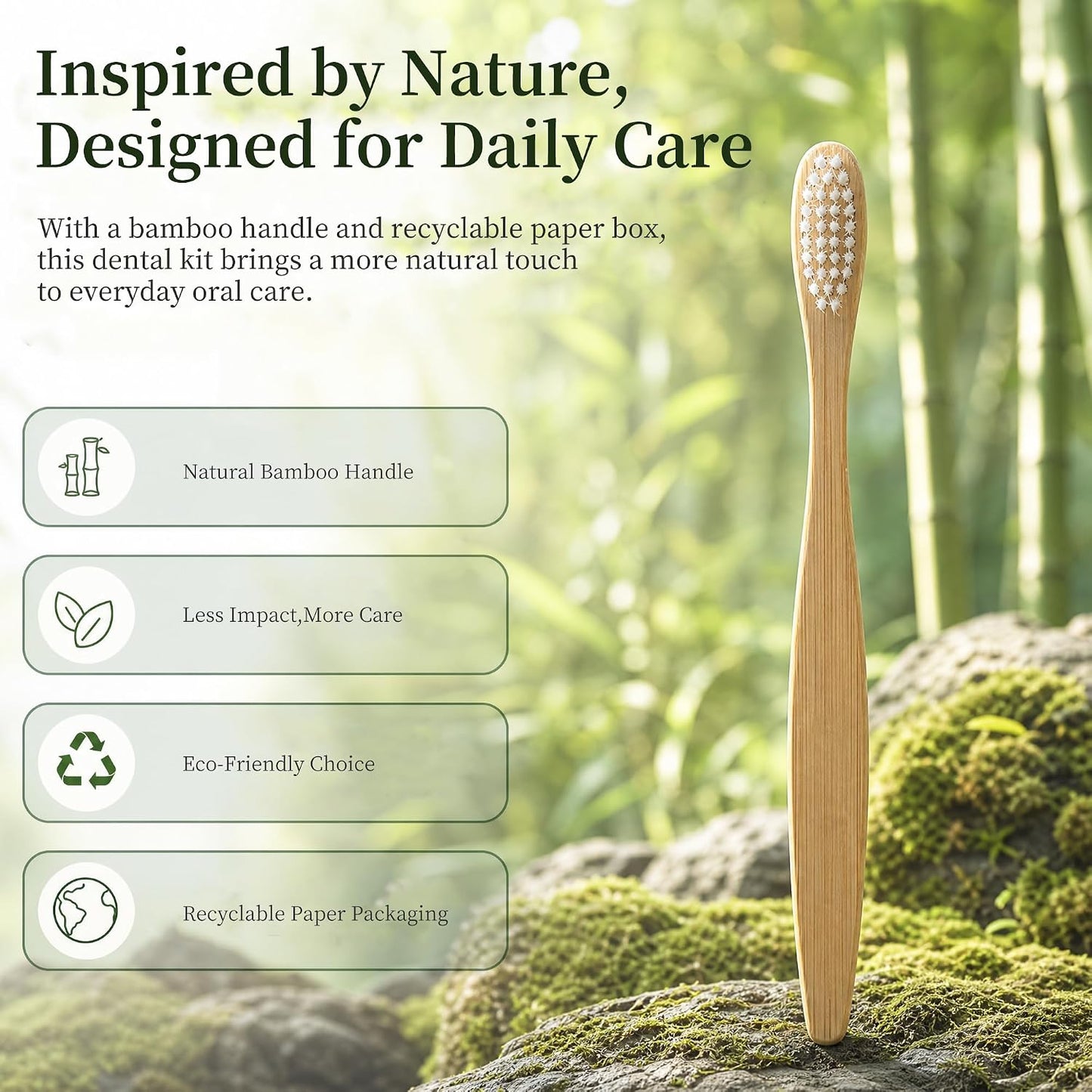 Disposable Travel Toothbrushes with Toothpaste, 10 Individually Wrapped Single Use Bamboo Toothbrush Kits for Trips, Camping, Overnight Stays, Guests and Home Backup