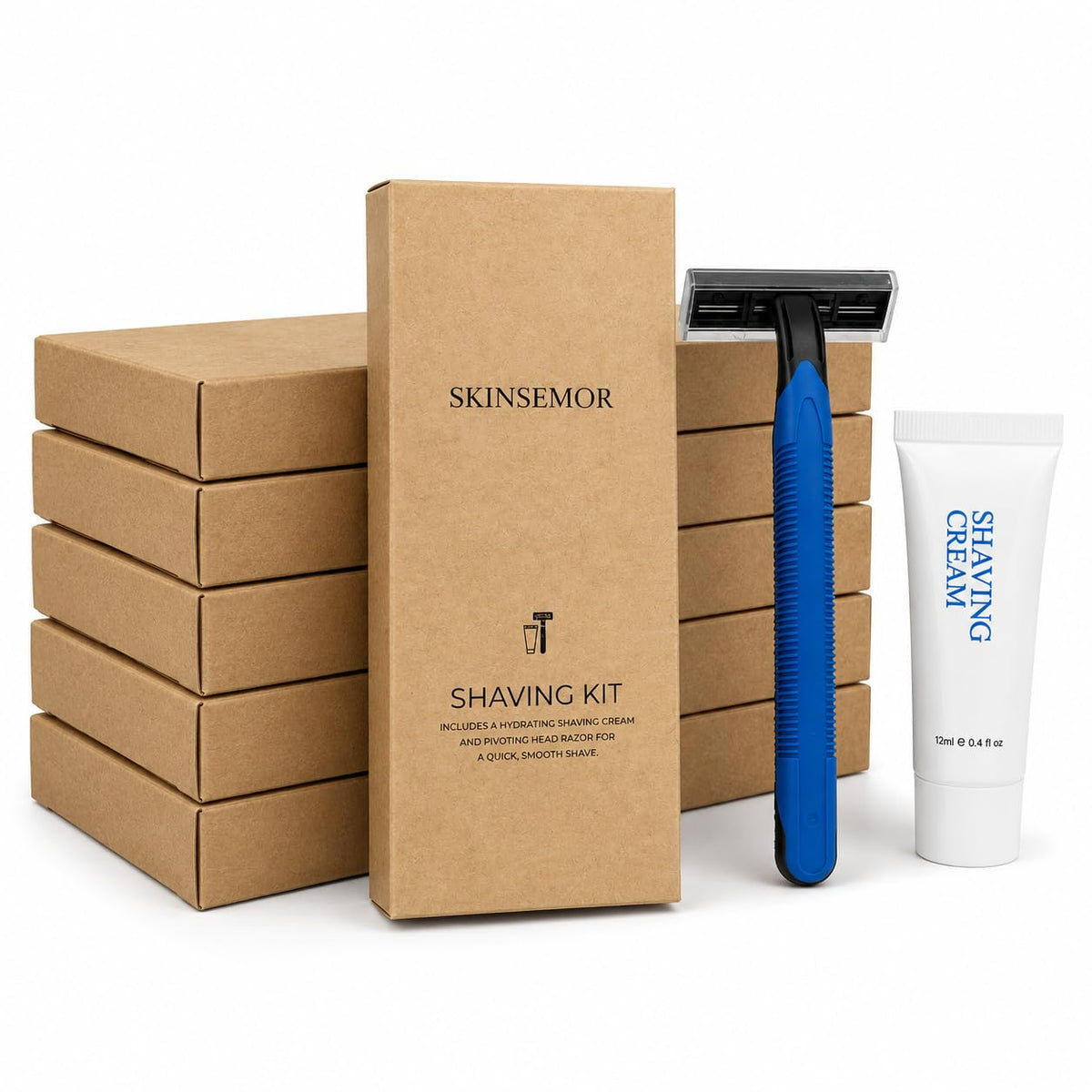 Disposable Shaving Kits Bulk, 50 Pack Razor and 12g Shaving Cream Set in Individually Boxed